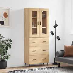 Highboard 69.5x34x180 cm Engineered Wood 3 Drawers Sonoma oak