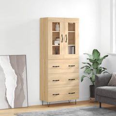 Highboard 69.5x34x180 cm Engineered Wood 3 Drawers Sonoma oak