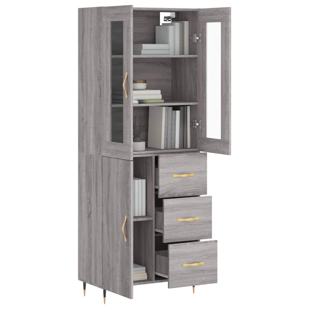 vidaXL Highboard Grey Sonoma 69,5x34x180 cm Engineered Wood 3
