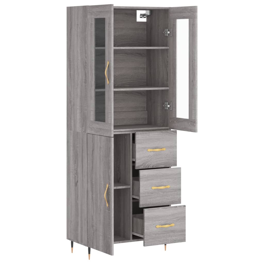 vidaXL Highboard Grey Sonoma 69,5x34x180 cm Engineered Wood 4