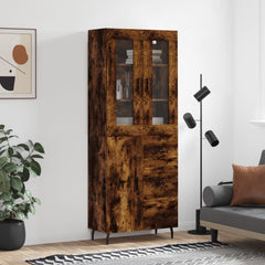 Highboard 69.5x34x180 cm Engineered Wood 1 Door 3 Drawers Smoked oak