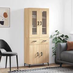 Highboard 69.5x34x180 cm Engineered Wood 2 Doors 2 Drawers Sonoma oak