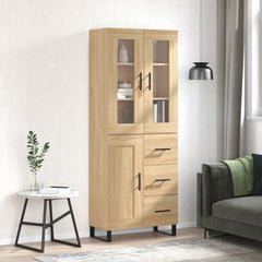Highboard 69.5x34x180 cm Engineered Wood 1 Wood Door 3 Drawers Sonoma oak