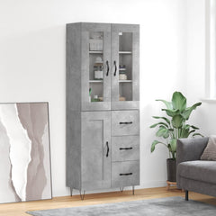 Highboard 69.5x34x180 cm Engineered Wood 1 Wood Door 3 Drawers Concrete grey