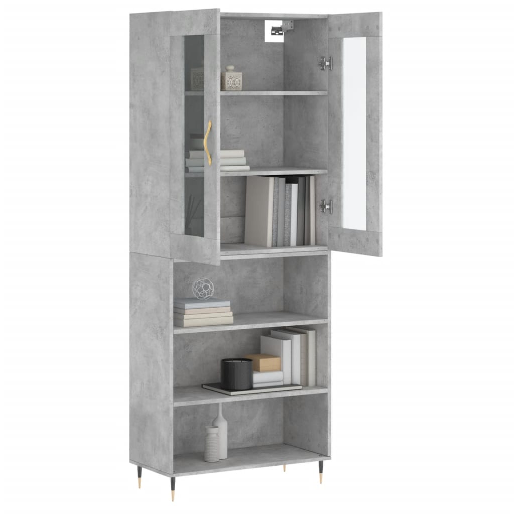 vidaXL Highboard Concrete Grey 69,5x34x180 cm Engineered Wood 3