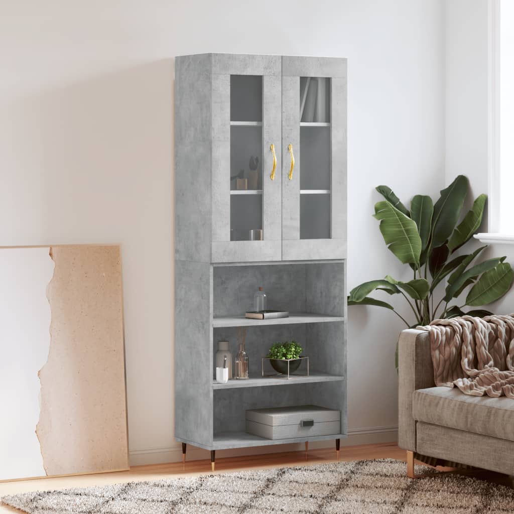 vidaXL Highboard Concrete Grey 69,5x34x180 cm Engineered Wood 1