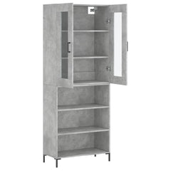 Highboard 69.5x34x180 cm Engineered Wood 3 Shelves Concrete grey