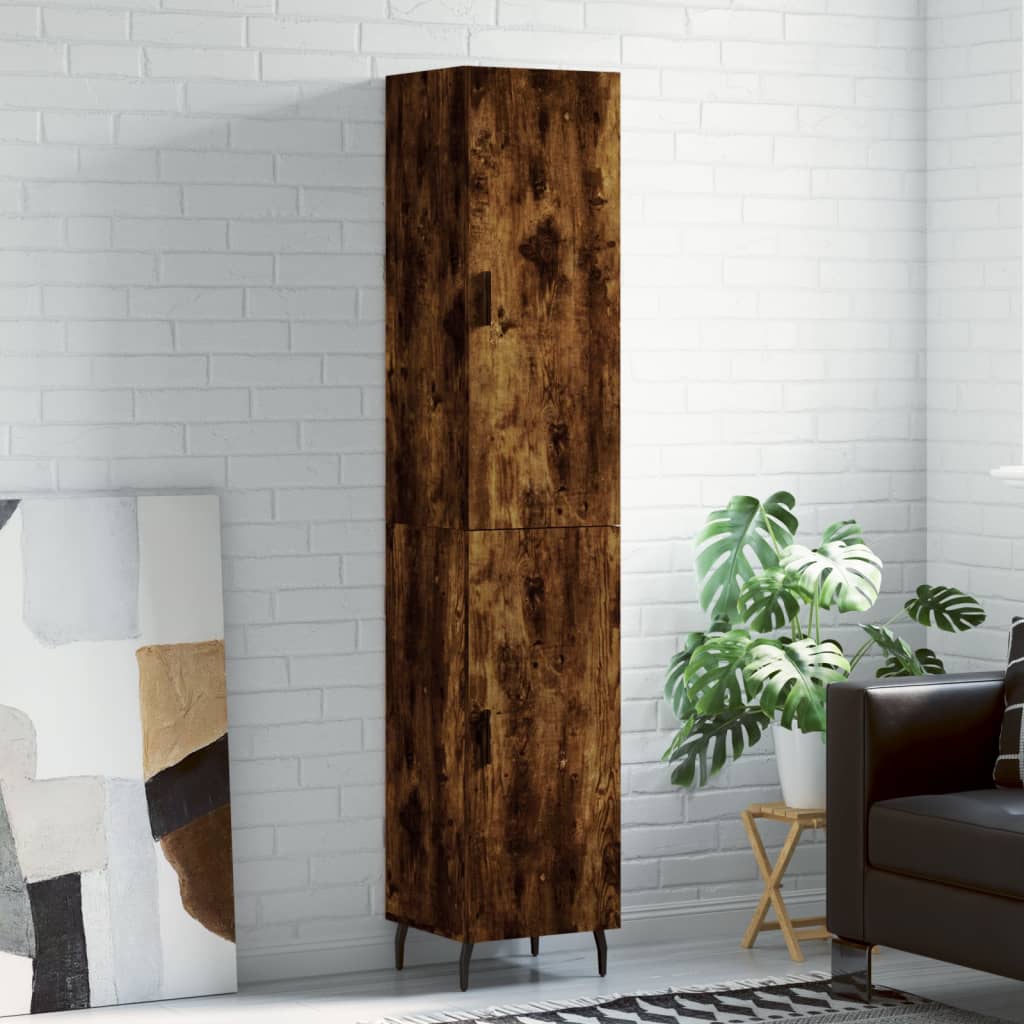 Highboard 34.5x34x180 cm Engineered Wood 1 Door Smoked oak