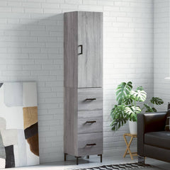 Highboard 34.5x34x180 cm Engineered Wood 3 Drawers Grey sonoma