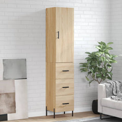 Highboard 34.5x34x180 cm Engineered Wood 3 Drawers Sonoma oak