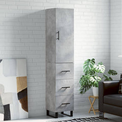 Highboard 34.5x34x180 cm Engineered Wood 3 Drawers Concrete grey