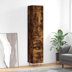 Highboard 34.5x34x180 cm Engineered Wood 3 Drawers Smoked oak