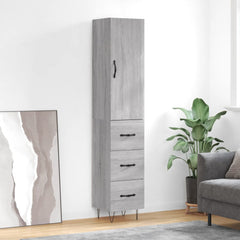 Highboard 34.5x34x180 cm Engineered Wood 3 Drawers Grey sonoma
