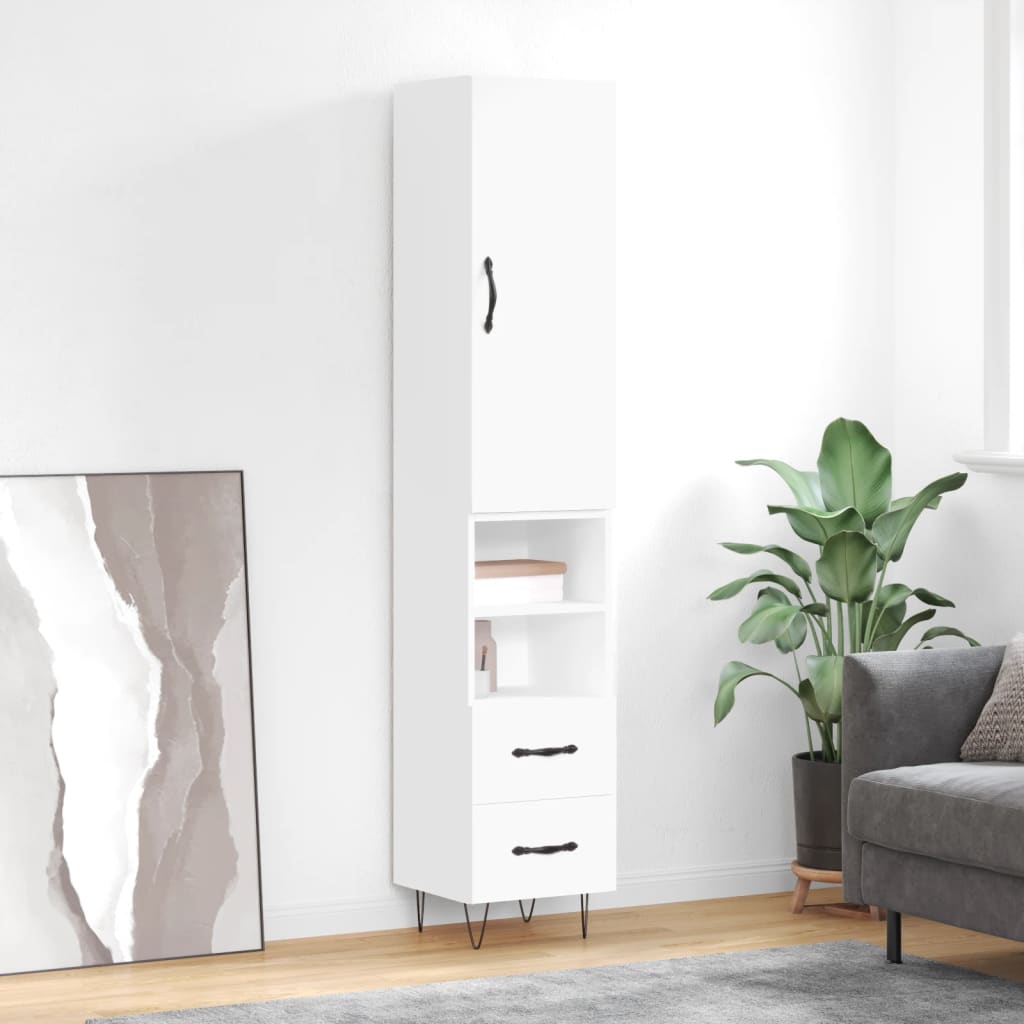 vidaXL Highboard White 34,5x34x180 cm Engineered Wood 1