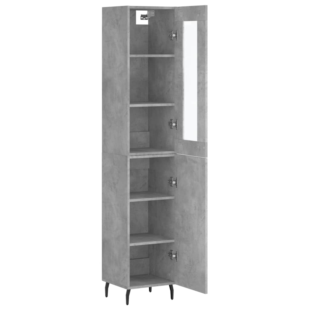 Highboard 34.5x34x180 cm Engineered Wood 1 Door Concrete grey