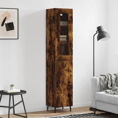 Highboard 34.5x34x180 cm Engineered Wood 1 Door Smoked oak