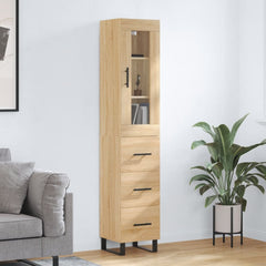 Highboard 34.5x34x180 cm Engineered Wood 3 Drawers Sonoma oak