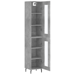 Highboard 34.5x34x180 cm Engineered Wood 1 Glass Door Concrete grey