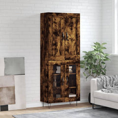 Highboard 69.5x34x180 cm Engineered Wood 2 Glass Doors Smoked oak
