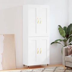 Highboard 69.5x34x180 cm Engineered Wood 2 Wood Doors White