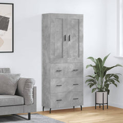 Highboard 69.5x34x180 cm Engineered Wood 3 Drawers Concrete grey