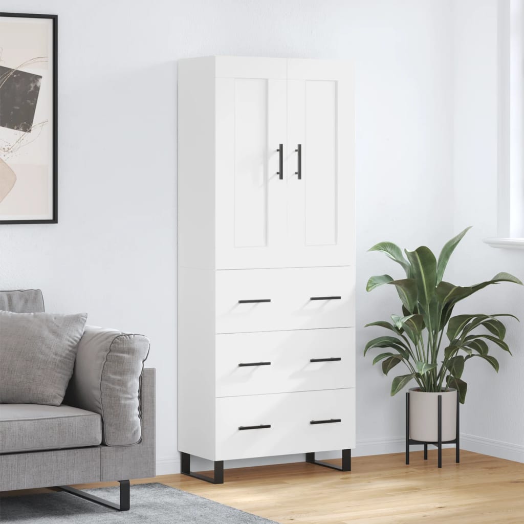 Highboard 69.5x34x180 cm Engineered Wood 3 Drawers White