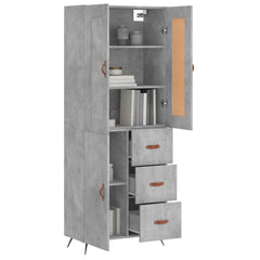 vidaXL Highboard Concrete Grey 69,5x34x180 cm Engineered Wood 3