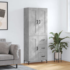 Highboard 69.5x34x180 cm Engineered Wood 1 Wood Door 3 Drawers Concrete grey
