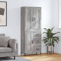 Highboard 69.5x34x180 cm Engineered Wood 1 Wood Door 3 Drawers Grey sonoma