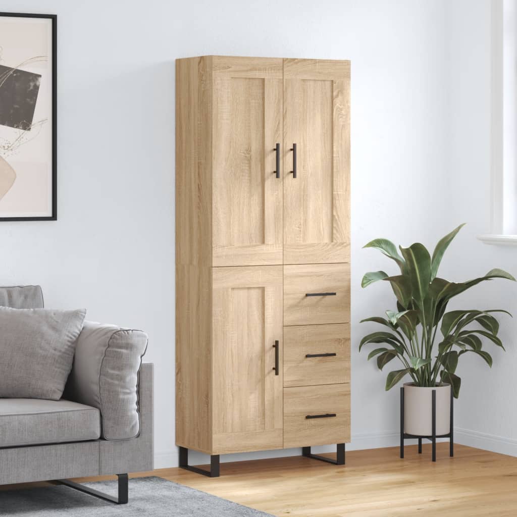Highboard 69.5x34x180 cm Engineered Wood 1 Wood Door 3 Drawers Sonoma oak