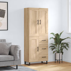 Highboard 69.5x34x180 cm Engineered Wood 1 Wood Door 3 Drawers Sonoma oak