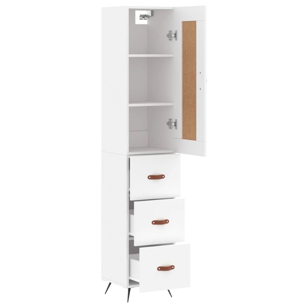 Highboard 34.5x34x180 cm Engineered Wood 3 Drawers White