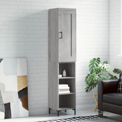Highboard 34.5x34x180 cm Engineered Wood 3 Shelves Grey sonoma