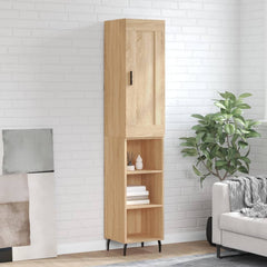 Highboard 34.5x34x180 cm Engineered Wood 3 Shelves Sonoma oak
