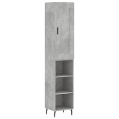 Highboard 34.5x34x180 cm Engineered Wood 3 Shelves Concrete grey