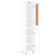 Highboard 34.5x34x180 cm Engineered Wood 1 Glass Door White