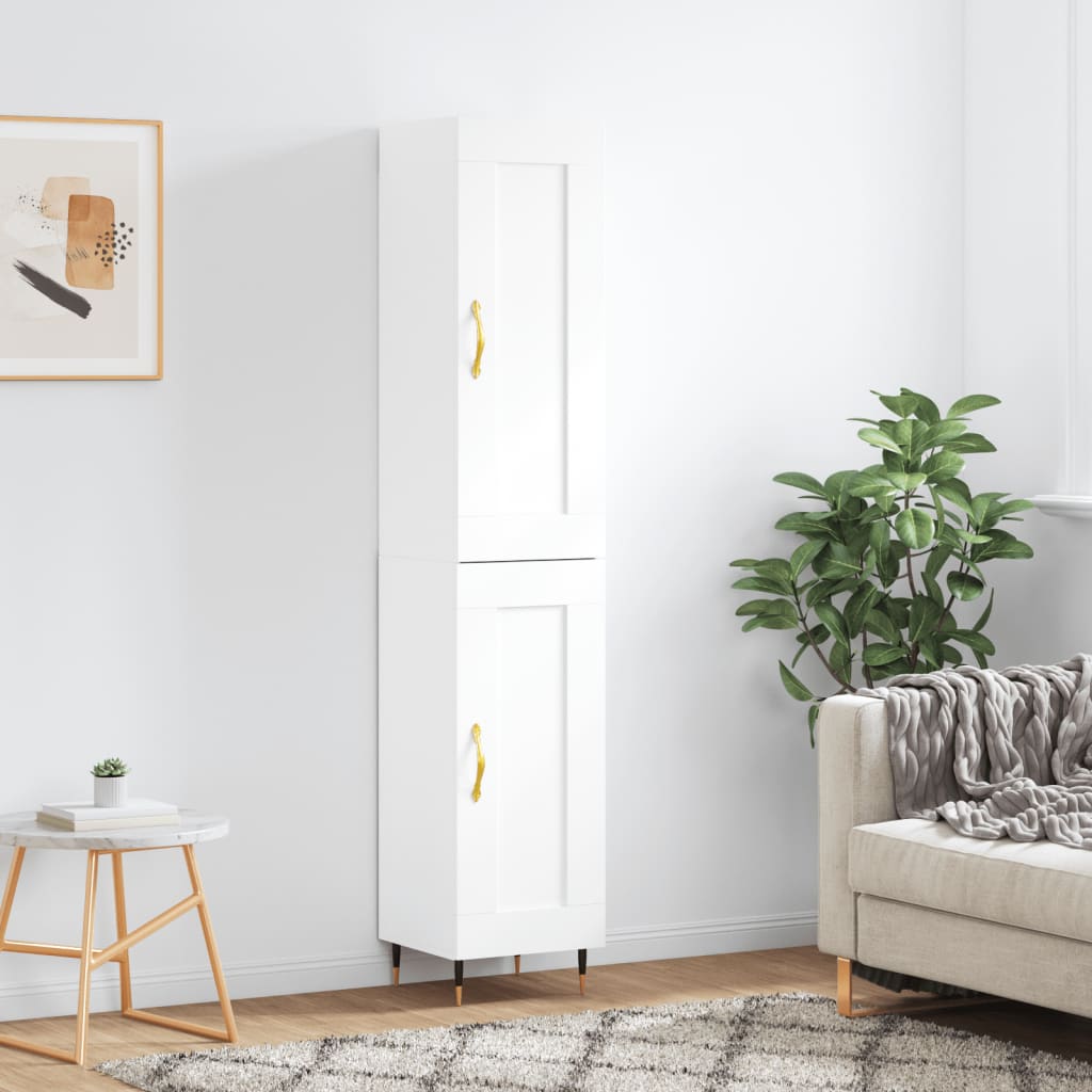 Highboard 34.5x34x180 cm Engineered Wood 1 Wood Door White