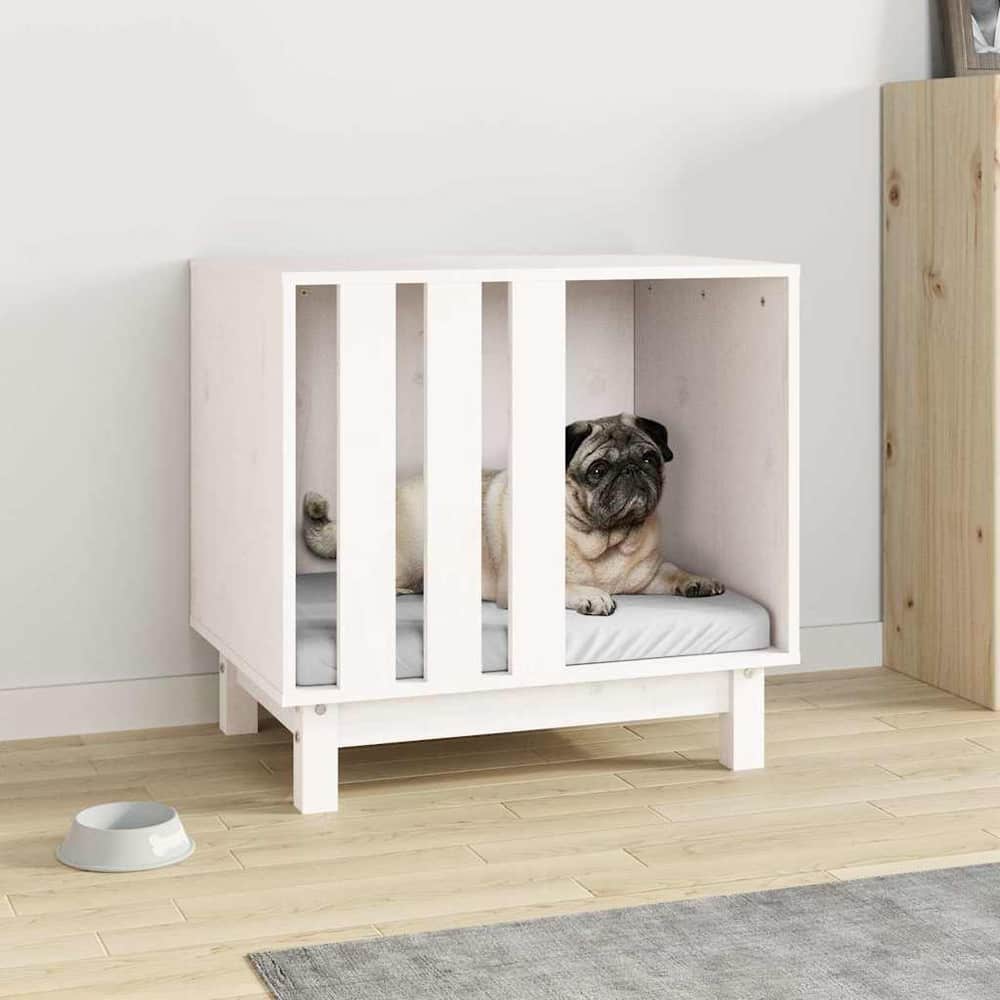 Dog House Solid Wood Pine White 60 cm 57 cm 45 cm