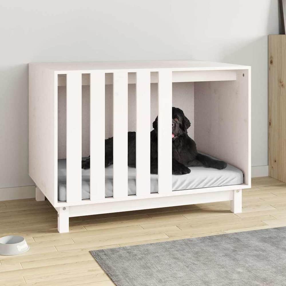 Dog House Solid Wood Pine White 90 cm 67 cm 60 cm