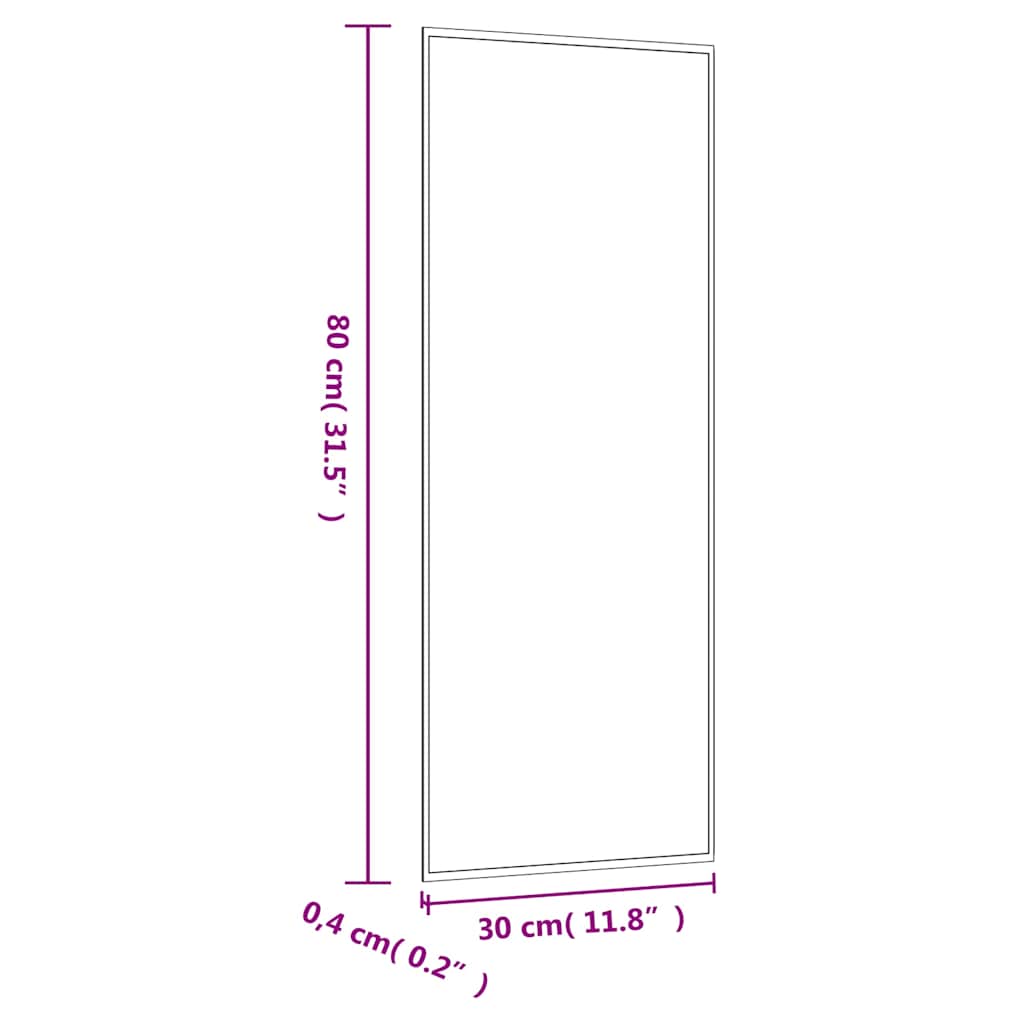 vidaXL Wall Mirror 30x80 cm Glass Rectangle 6