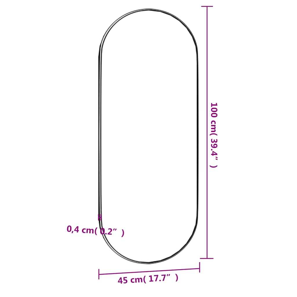vidaXL Wall Mirror 45x100 cm Glass Oval 6