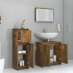 3 Piece Bathroom Furniture Set Engineered Wood Smoked oak