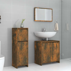 3 Piece Bathroom Furniture Set Engineered Wood Smoked oak