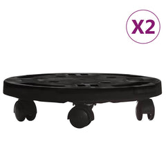 vidaXL Plant Trolleys with Wheels 2 pcs Diameter 30 cm Black 170 kg 2