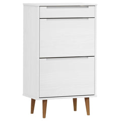 vidaXL Shoe Cabinet MOLDE White 59,5x35x103 cm Solid Wood Pine 2