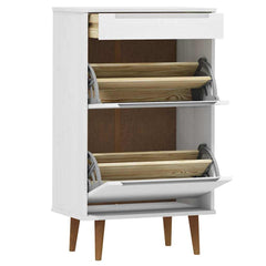 vidaXL Shoe Cabinet MOLDE White 59,5x35x103 cm Solid Wood Pine 5