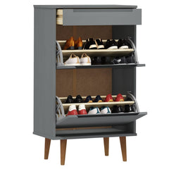 vidaXL Shoe Cabinet MOLDE Grey 59,5x35x103 cm Solid Wood Pine 3