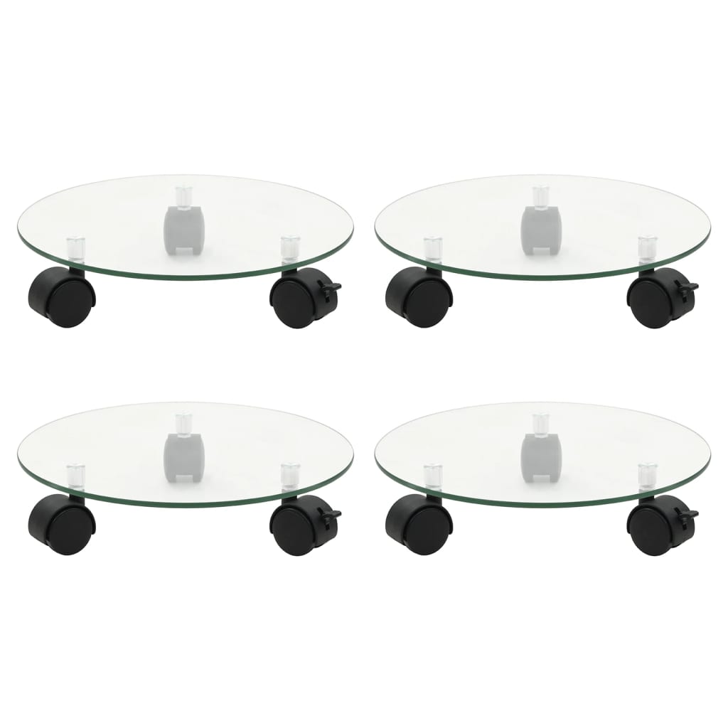 vidaXL Plant Rollers 4 pcs 28 cm Tempered Glass Round 1