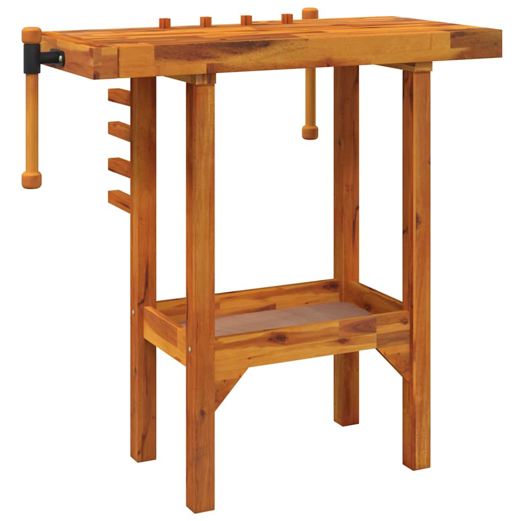 vidaXL Workbench with Vices 92x48x83 cm Solid Wood Acacia 4