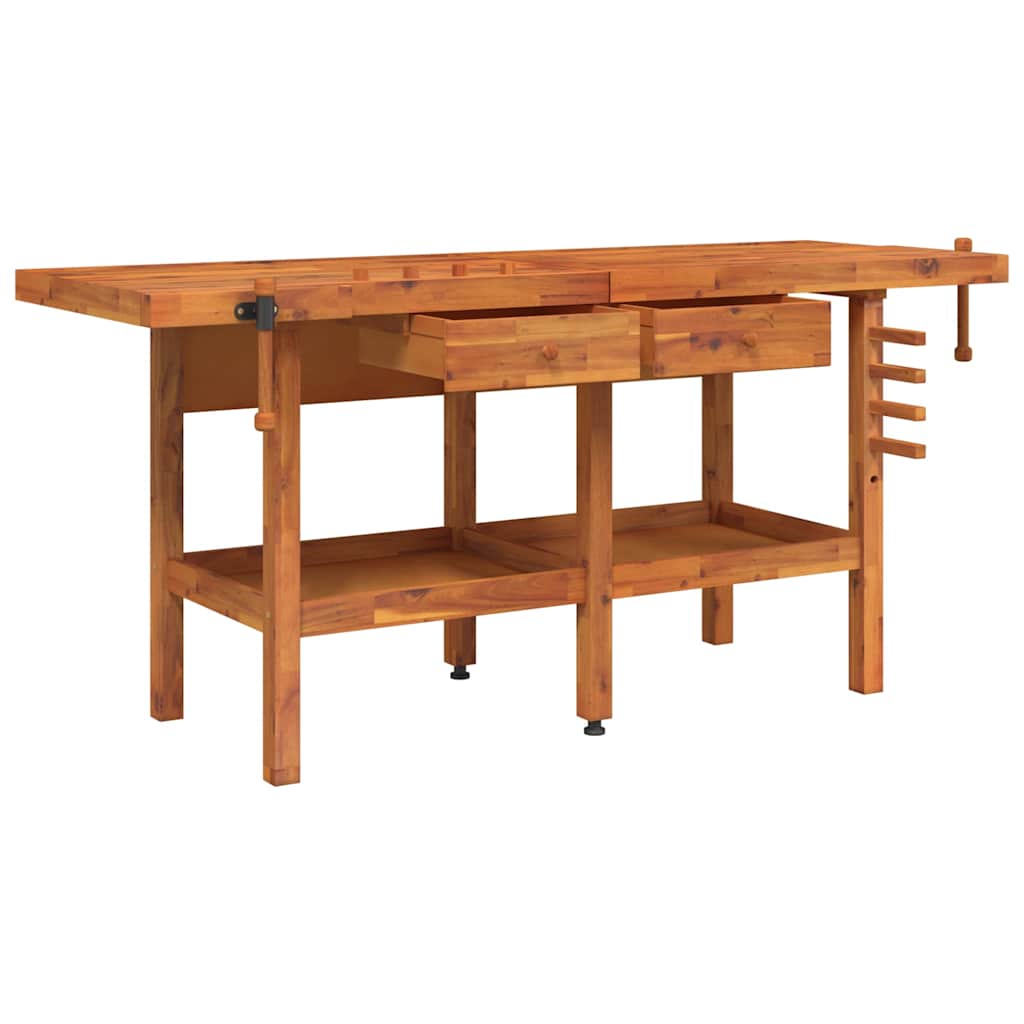 Workbench with Drawers and Vices 192x62x83 cm Solid Wood Acacia Without cabinet